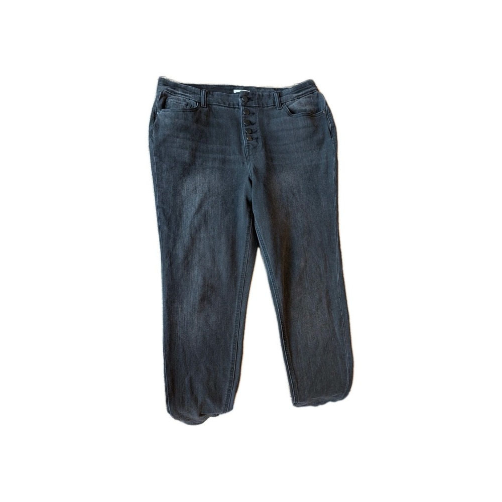 M Jeans By Maurice's Women's Size Large Long Black Jeans‎ Button Up Skinny
